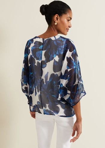 Phase Eight Syra Silk Shirts Blue USA | 6471029-NG